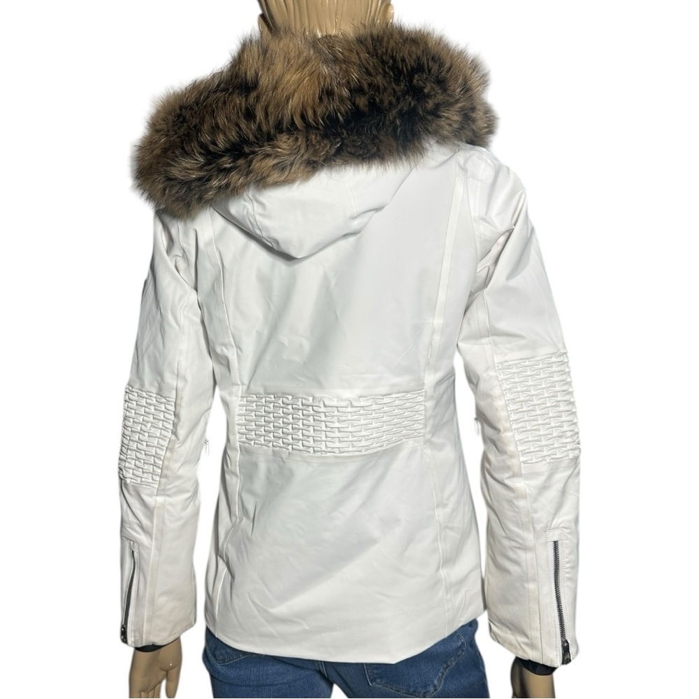 Descente Women's Size 4 White Layla Insulated Hooded Faux Fur Trim Jacket - Picture 5 of 10